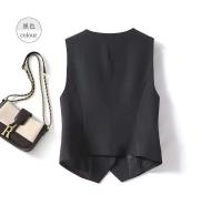 Nuevo y elegante chaleco con cuello en V, negocios formales con una hilera de botones, moda para mujer, chaleco vintage rojo - details 3