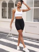 Pantalones cortos de motociclista de cintura alta para mujer con bolsillos súper suaves sin transparencias entrenamiento correr Yoga atlético Push Up gimnasio - details 3