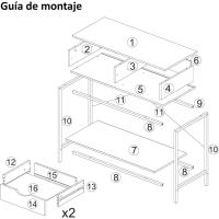 Consola auxiliar |   Mesa alta y estrecha para entrada, salón, habitación o cocina de madera y metal |   75x80x30cm - details 2