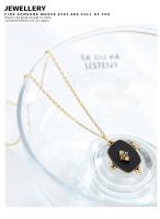 Collar con colgante negro de estilo vintage, cadena de clavícula para mujer, joyería dorada - details 6