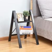 Peldaños de Aluminio, Escalera Pequena Plegable Segura de Hogar con Mecanismo Antiplegado, Taburete Escalera Portatil para Cocina Domestica, Peso Máximo 150kg, Negro - details 4