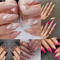 Juego completo de uñas postizas onduladas francesas, múltiples estilos, 24 piezas, precio asequible - details 9