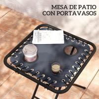 Set de 2 Tumbonas Jardín Exterior Plegables con Mesa Auxiliar Portavasos Tumbonas de Gravedad Cero con Respaldo Ajustable Reposabrazos Extraíble para Patio Piscina Terraza Exterior Beige - details 13