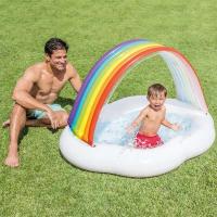 Piscina al Aire Libre para Niños Diseño de Coco de Isla Tropical Juegos de Agua divertidos bajo Parasol de Sol - details 5