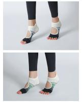 Calcetines de yoga de cinco dedos para mujer, calcetines de Pilates con punta abierta y tobillo bajo, antideslizantes, de silicona, con puntos - details 9