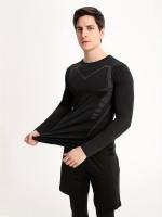 Men's Sports 3pcs Set, Long Sleeve Compression T-shirt + Active Shorts + Leggings Matching Set For Fitness - details 3