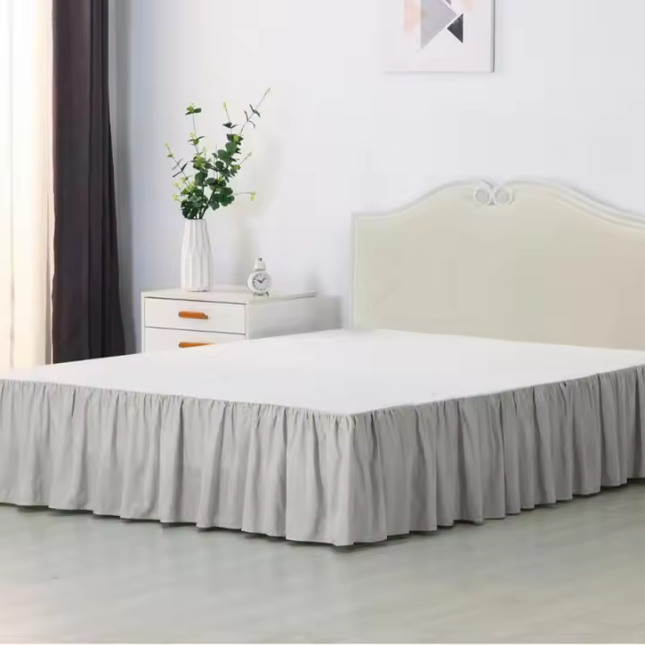 Falda de cama arrugada de algodón cepillado, muy vendida - 1