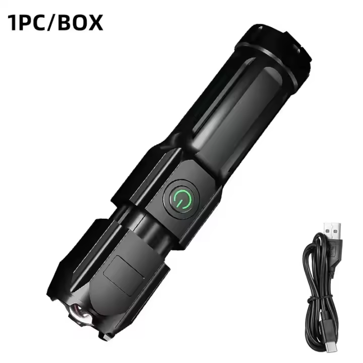 Linterna Táctica LED de Alta Potencia 100000 Lúmenes Impermeable, Carga Recargable USB, Resistente al Agua, con Zoom, para Pesca y Caza - 1