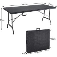 Mesa Plegable Plástico Efecto Ratán 180x75x73cm Multifuncional Portátil con Asas Intemperie - details 2