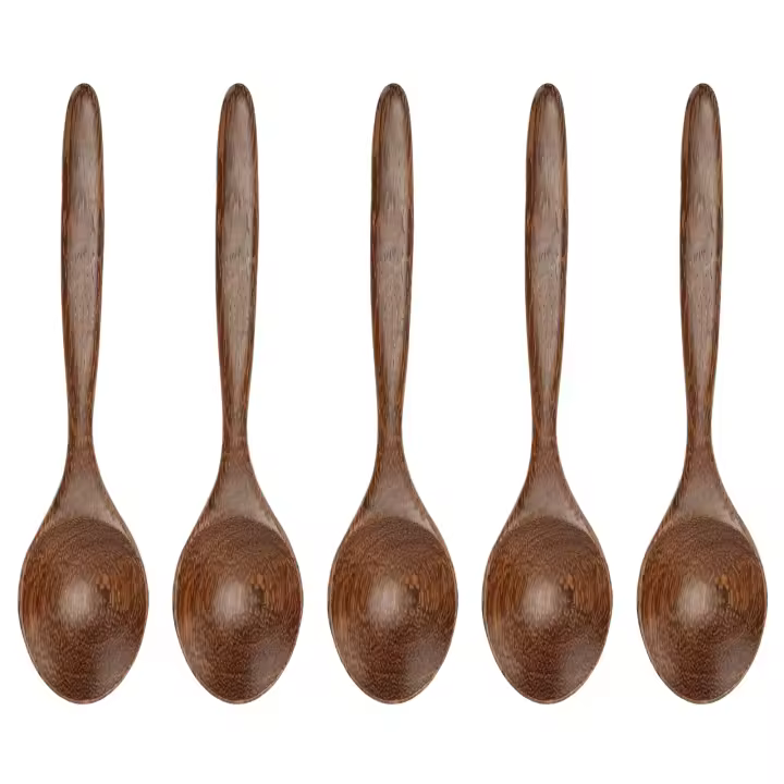 Cuchara de madera de 5 piezas, cucharilla Natural lisa sin rebabas, resistente, duradera, Vintage, resistente al calor - 1