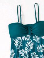 2025 Vestido corto Tankini con pantalones cortos traje de baño para mujer traje de baño femenino acolchado estampado traje de baño ropa de playa para nadar verano - details 14