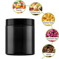 Frasco vacío de plástico negro para cosméticos, botella rellenable para crema facial, bote de viaje, contenedores de almacenamiento para dulces de frutas secas, 12 piezas, 250ml - details 1