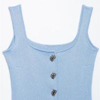 PB&ZA2025 Verano Nuevas Llegadas Top de Tirantes Casual de Color Sólido con Decoración de Botones Delgados de Aguja Plana para Mujer - details 6
