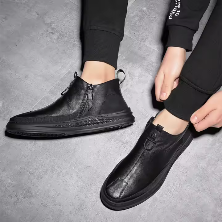 2 Zapatos de cuero casuales para parejas, con cubierta de pie negra y cuero transpirable. - 1