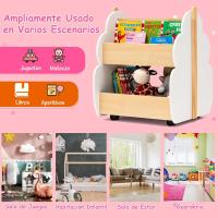 Infantil de Madera con Ruedas, Librería para Niños de 2 Niveles, para Juguetes, Organizador Multifuncional de Libros para Salón, Dormitorio de los Niños (Blanco) - details 5