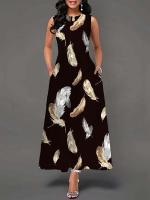 Women's Boho Long Dress Elegant Sleeveless Floral Print Casual Beach Party Summer Dress - details 2