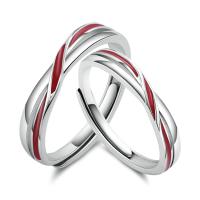 Anillo de pareja ajustable de plata pura con hilo rojo, alianzas de boda y anillos de promesa, regalo de San Valentín para mujer y hombre - details 5