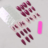 24 Piezas De Uñas Postizas En Forma De Almendra Larga Estilo Francés Con Diseños De Mariposa +1 Pegamento +1 Lija - details 3