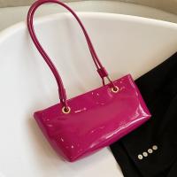 Bandolera de cuero de charol elegante, bolso de gran capacidad de estilo coreano dulce para las axilas, bolso de mano liso de Color sólido para ir al trabajo al aire libre - details 25