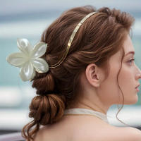 2/4Pcs Clip Para El Cabello De Flor Beige Para Mujer Estilo Bohemio Accesorios De Playa Moda Casual Pinza Para Cabello De Tiburón - details 1