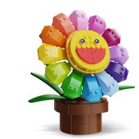Bloque de construcción de flor de girasol con caras de expresión reemplazables, Idea, juego de construcción de juguete creativo y lindo para niños - details 0