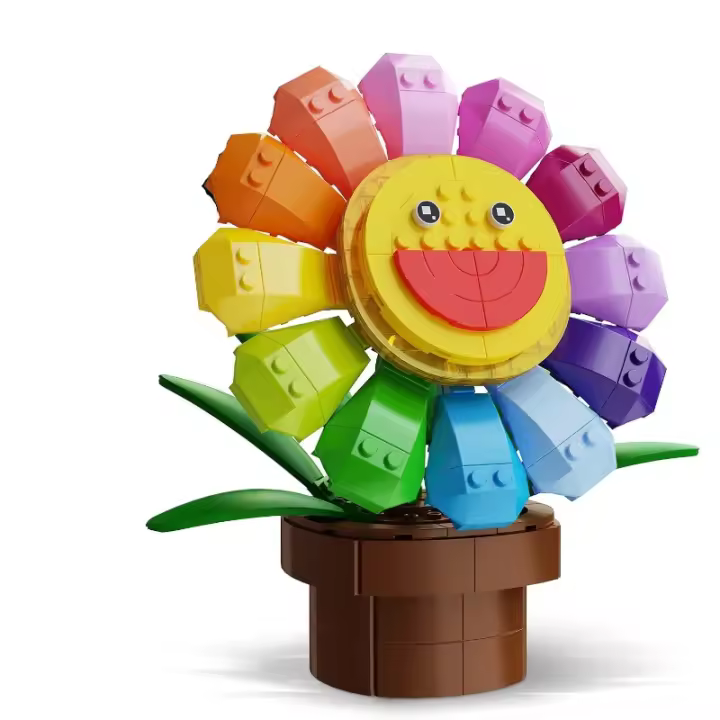 Bloque de construcción de flor de girasol con caras de expresión reemplazables, Idea, juego de construcción de juguete creativo y lindo para niños - 1