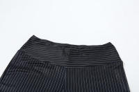 BUNO-Conjunto de 2 piezas de retazos a rayas para mujer, Tops de manga larga con escote y cuello bajo + Pantalón recto con cintura elástica, traje de tendencia urbana - details 16