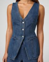 2025 nueva moda y ocio conjunto de ropa de mujer de cintura alta sin mangas, pantalones cortos de mezclilla para mujer - details 5