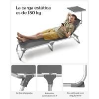 Silla de Senderismo Tumbona Reclinable Plegable, Ligera, 55 x 193 x 31 cm, Carga 150 kg - details 41
