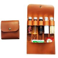 Juego de botellas para exteriores, bolsa de condimentos de cuero plegable portátil, impermeable, gran capacidad, - details 6
