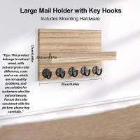 Estante de madera de estilo nórdico para llaves, estante de almacenamiento creativo montado en la pared, colgante con ganchos, colgador de ropa para entrada - details 0