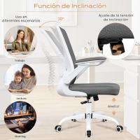 9060 Silla de oficina ergonómica con reposabrazos plegables, silla de ordenador giratoria de malla de 360 ° , gris claro - details 25