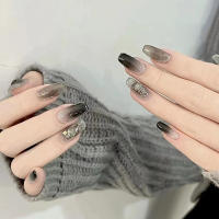 Uñas Postizas De Ballet Cortas En Gradient Minimalista 24 Piezas + 1 De Pegamento + 1 De Lijador Material De Resina Estilo Francés - details 0