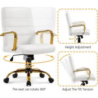 Silla Giratoria de Oficina Sillón de Trabajo con Respaldo Tapizado Asiento Sintético Altura Ajustable Negro - details 13