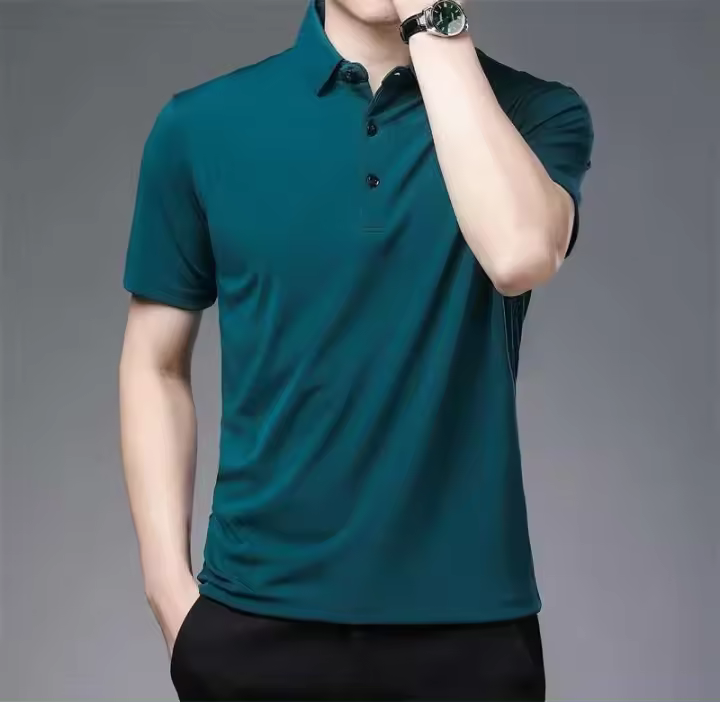 Polo de negocios informal para hombre, camiseta de manga corta, color sólido, top cómodo y transpirable, moda de verano, novedad 2024 - 1