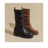 Botas Altas De Tacón Grueso Para Mujer, Botas De Moto De Cabeza Cuadrada, Nuevas Botas De Vaquero Occidental - details 1