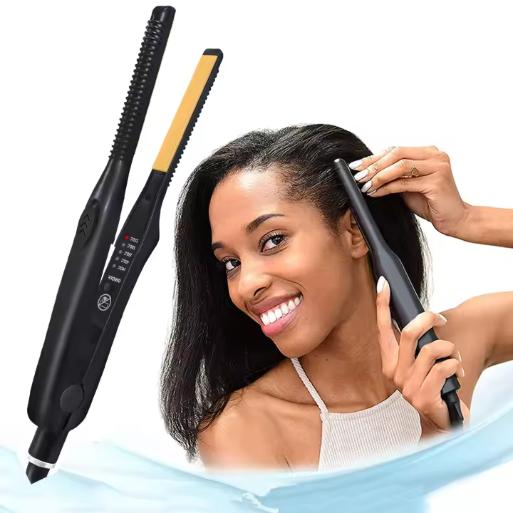 Plancha y rizador de pelo 2 en 1, Mini plancha plana, herramientas de estilismo, rizador de pelo de cerámica, rizador corrugado - 1