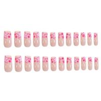 Uñas postizas desnudas con estampado de estrellas rosas, material seguro de larga duración, impermeable, salón de uñas para mujeres y niñas - details 4