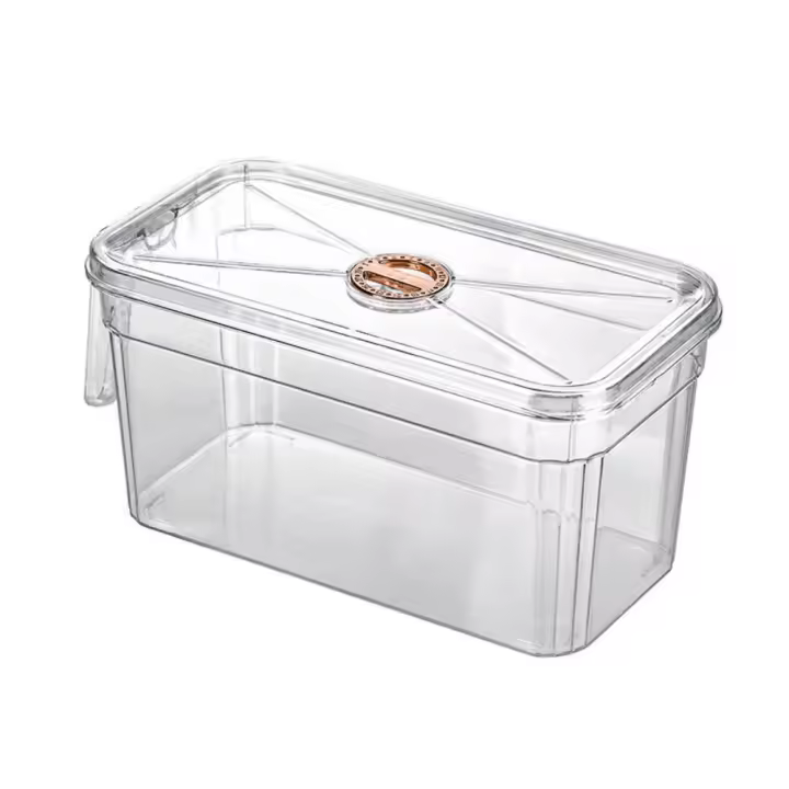 Cuenco de pescado dorado de escritorio cuadrado/rectangular, cuenco Betta transparente a prueba de polvo, resistente a roturas con tapa y asa, tanque de tortuga - 1