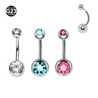 Piercing de doble cristal de titanio F136 para mujer, joyería Sexy para el cuerpo, colgante para la oreja, anillos para el ombligo, Piercing para el ombligo, 1 unidad - details 0