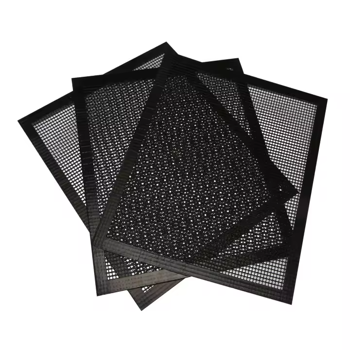 Juego de 3 alfombrillas para parrilla de barbacoa, alfombrilla para parrilla de cocina, placa reutilizable antiadhesiva de malla, hojas de cocina, alfombrilla de malla para hornear, Gas y carbono - 1