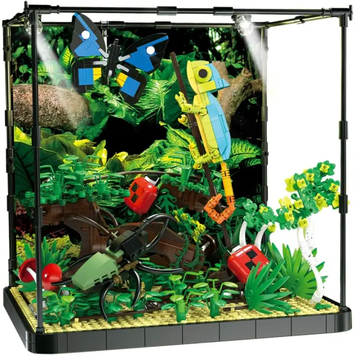 Juego de construcción de jardín de mariposas botánicas para niños y niñas, flores, animales, tanque de insectos, juguete de construcción - 1