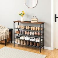 Zapatero, Zapatero de 6 Niveles, Estantería para Zapatos, Estantes de Malla Ajustables, para Entrada, Pasillo, Dormitorio, Estructura Metálica, Marrón Rústico y Negro - details 13