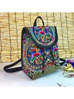 Mochila de lona con diseño bordado hecho a mano Retro para mujer, bolso de hombro de viaje, mochila étnica de gran capacidad - details 7