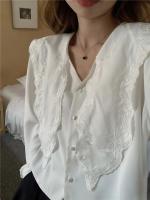 Blusa de verano para mujer, camisa de primavera, blusa para mujer, Blusas largas de gasa, informales, elegantes, Vintage, de manga larga, holgada de gran tamaño, blanca - details 15