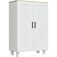 2 Puertas Estante Ajustable Base Elevada Comedor Pasillo Dormitorio Dispositivo Antivuelco 60x30x90 cm Blanco - details 0