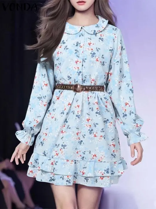 Vestidos OL 2025, vestido veraniego para mujer, Vestidos con estampado bohemio, manga acampanada, informal, holgado, bata A-e para mujer de gran tamaño - 1