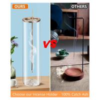 Incense Holder for Sticks [Anti-Ash Flying], Insence-Stick Burner Holder with Removable Glass Ash Catcher, for Home - details 1
