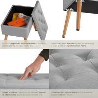 Dormitorio con Diseño Elegante Efecto Lino, Banco con Almacenaje Práctico, perfecto Taburete Tocador, - details 2