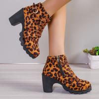 Botas Martin informales para mujer, botines con estampado de leopardo a la moda, zapatos de tacón alto - details 4